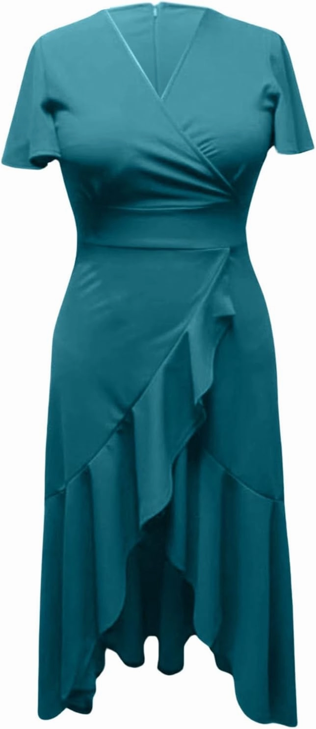 Womens Summer Dress Elegant Formal Party Dress Oversized Short Sleeve High Waist Long Dress Beautiful Princess Gown
