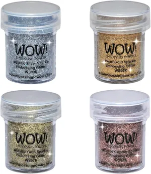 Wow! Sparkle Bundle - Embossing Powders 4 Jars: Metallic Gold, Copper, Pearl Gold, Silver