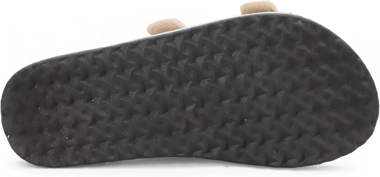 YOKI GIENNA-50Y Girls Sandals with Rhinestone-Encrusted Buckles, Cushioned Cork Footbed Flats, Girls Summer Sandals
