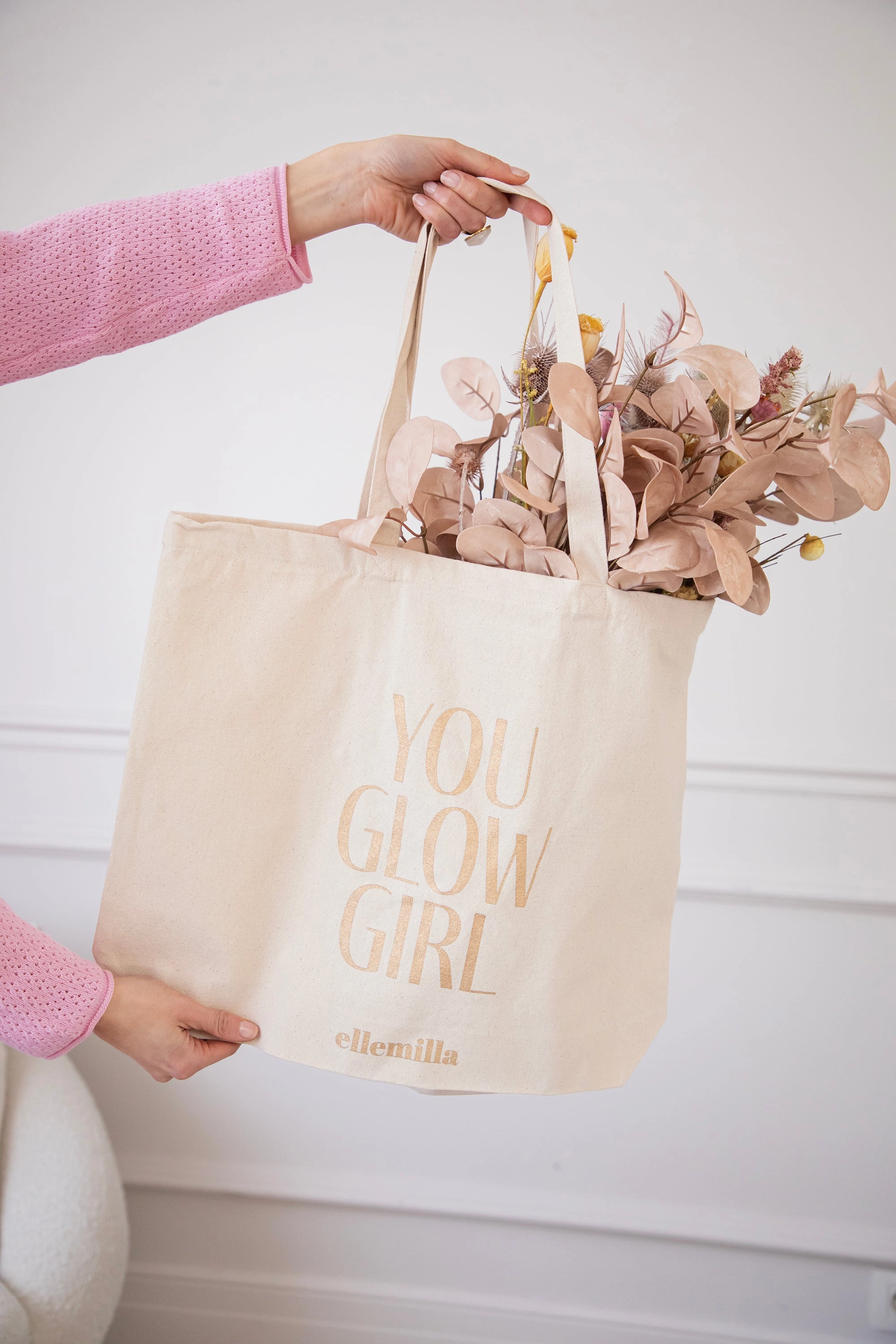 You Glow Girl Beige/Gold - Canvas Tas