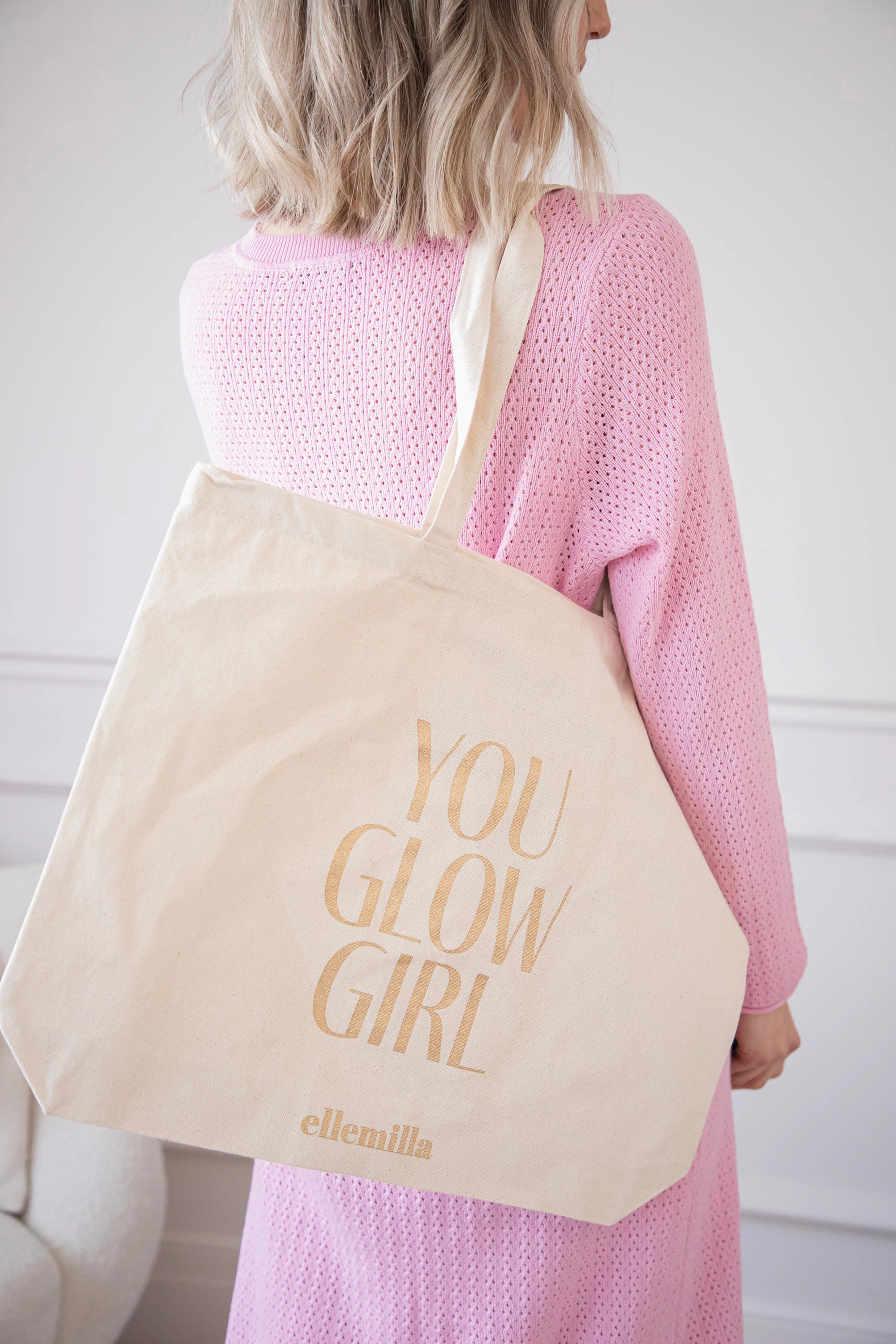 You Glow Girl Beige/Gold - Canvas Tas