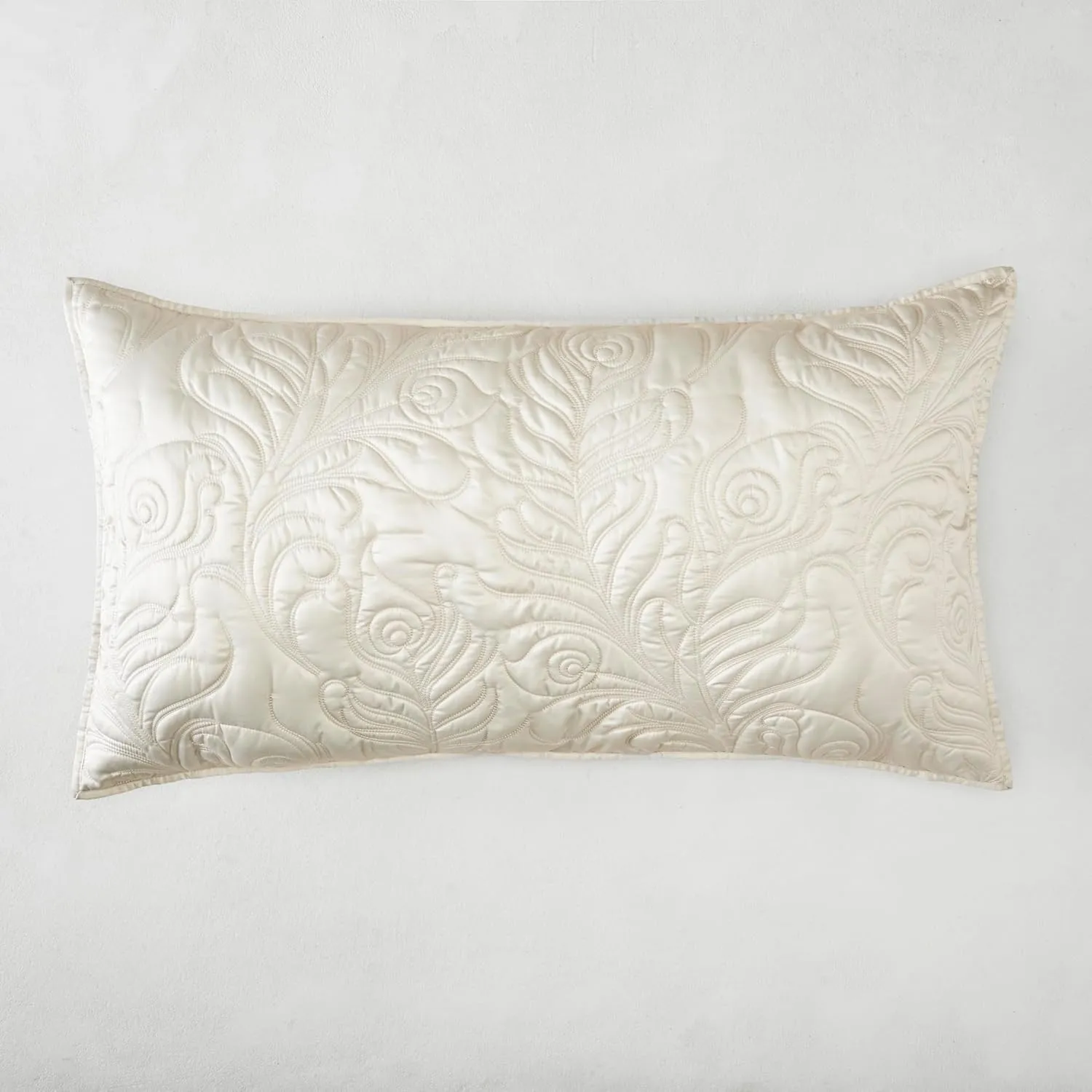 Z Gallerie Peacock Bedding King Shams Set, Luxury Charmeuse Pillow Covers, Envelope Closure Design Machine Washable Decorative Bedding Set of 2 in Champagne