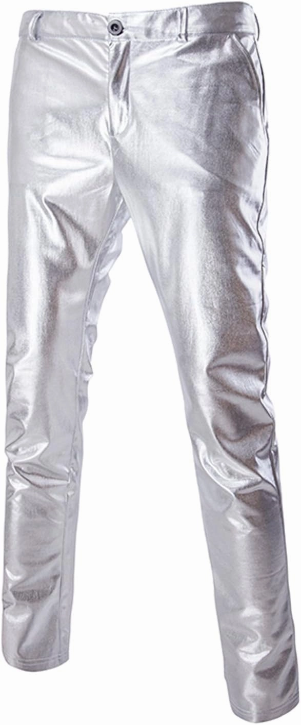 ZEROYAA Mens Night Club Metallic Gold Suit Pants/Straight Leg Trousers