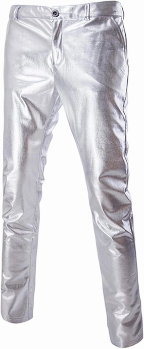 ZEROYAA Mens Night Club Metallic Gold Suit Pants/Straight Leg Trousers