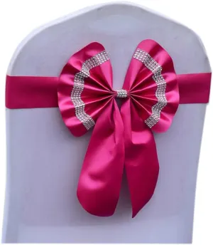 ZiDeTang Pack of 12 Satin Stretch Ready Chair Sashes Bow with Buckle Sash for Wedding and Events Supplies Party Decoration Chair Cover Sash -Rose Red