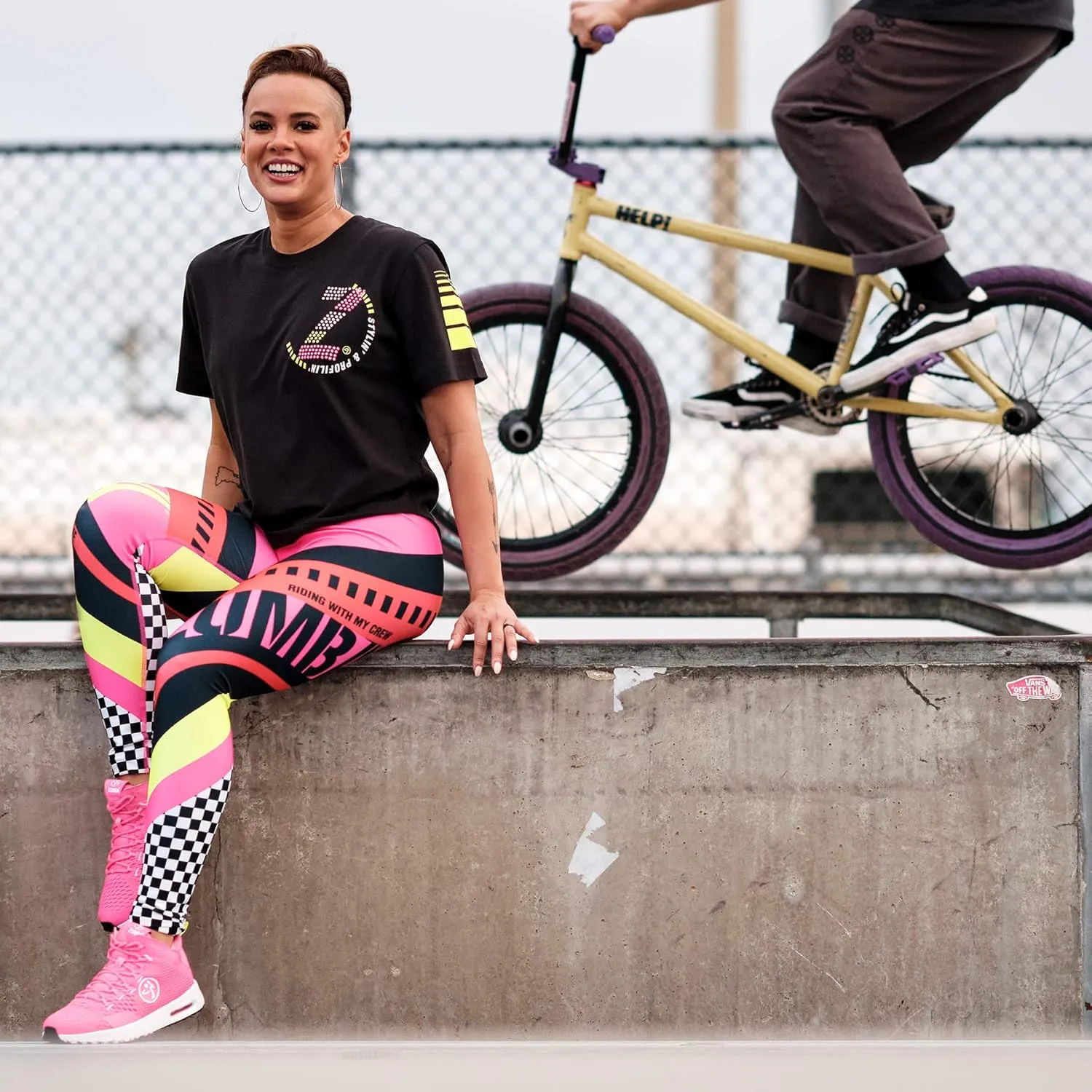 ZUMBA Dance Workout Wide Jacquard Waistband Leggings for Women